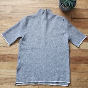 Zara Mock Neck Knit Short Sleeve Gray Womens Top Size S
